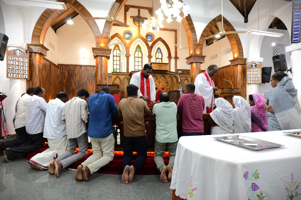 Congregation receiving Holy Communion