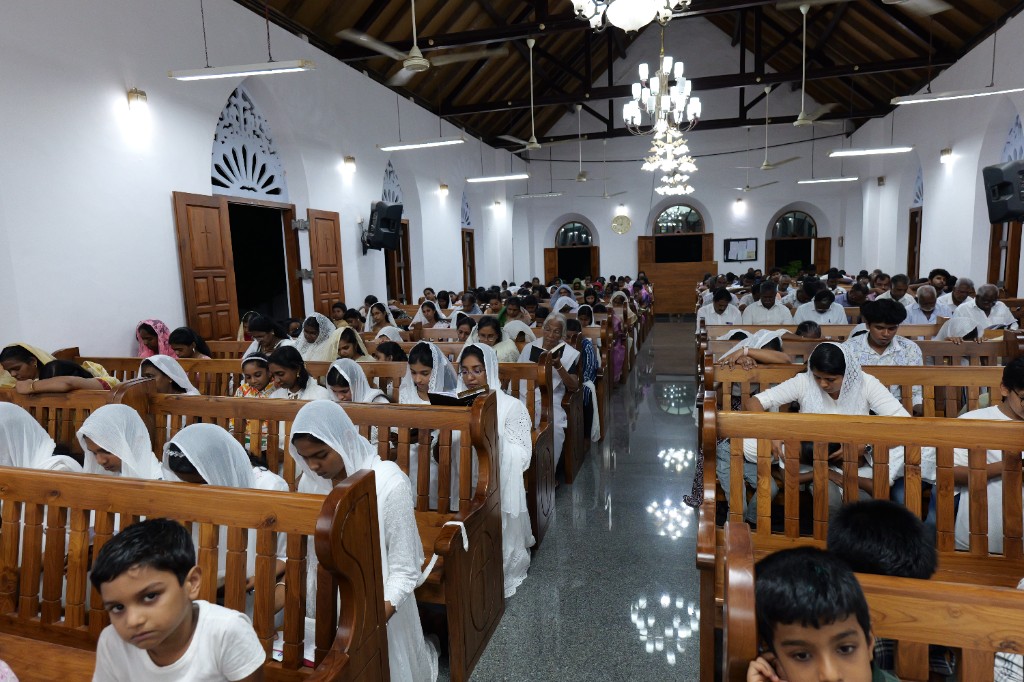 Church members gathered for worship and prayer