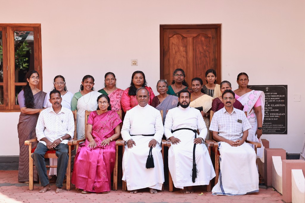 Women's fellowship group with clergy