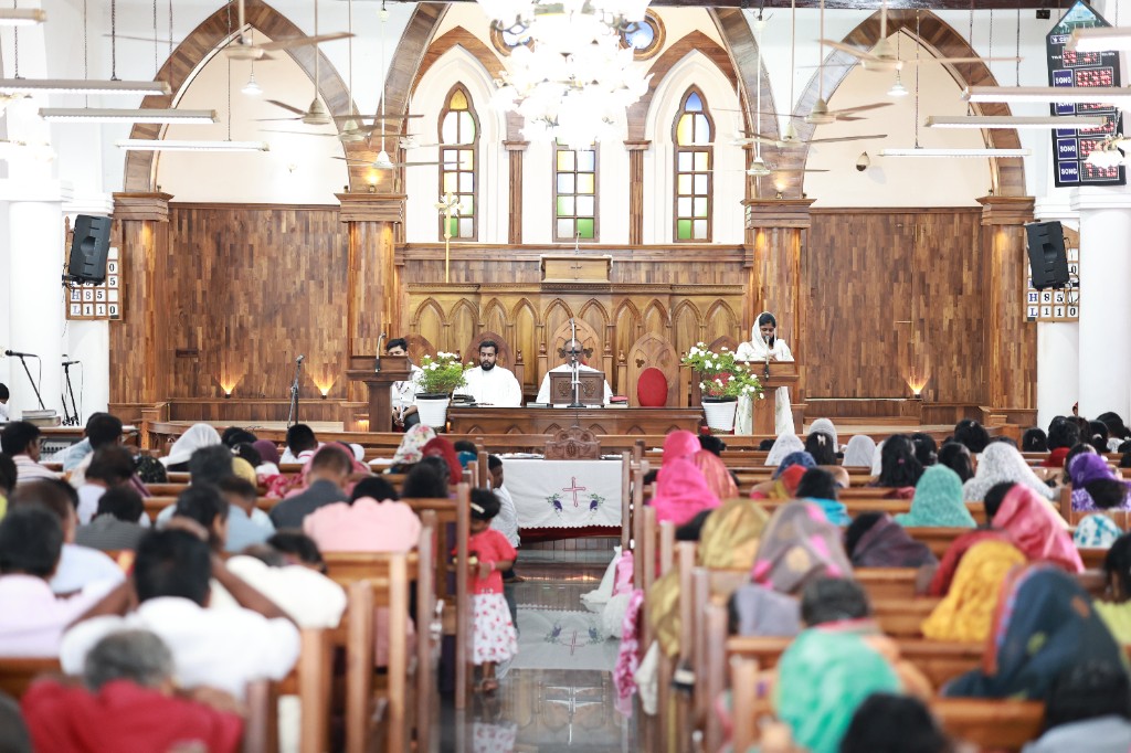Congregation gathered in worship inside church
